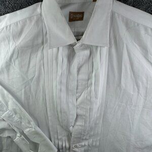 Gitman Bros Button Up Shirt Long Sleeve White 18 34 USA Made Men Cotton FORMAL